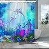 Ocean Underwater World Shower Curtains Set Dolphin Animal Cheerful Marine Life Scenery Polyester Fabric for Kids Bathroom Decor