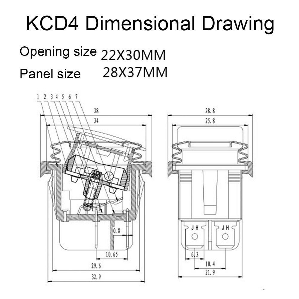 6-Pin 3rd Gear 16A 250V with Light Switches Rocker Power Switch Self-locking/Latching