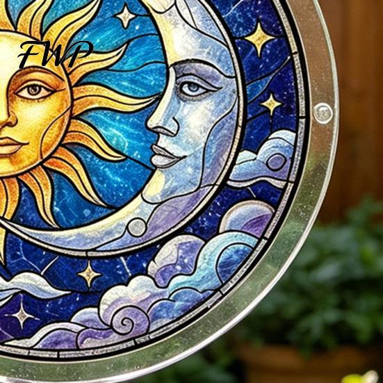 Scratch-resistant Acrylic Decor Puzzle Suncatcher Stained Glass Effect Window Hanging Ornament DIY Colorful Light Reflector Art Sun Catcher