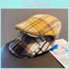 Color Clashing Grid Classic Wool Felt Newsboy Hat Color Blocking Fall Use Winter