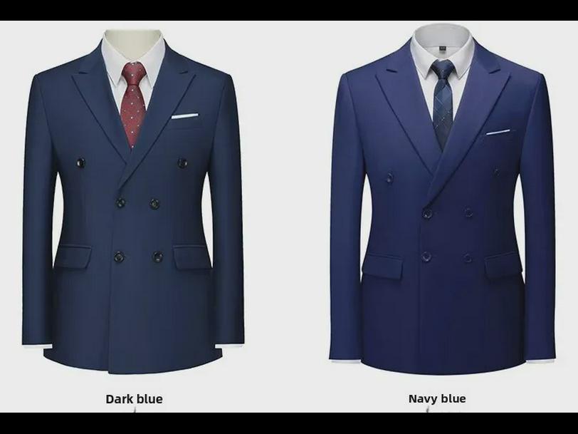 Мужской двубортный деловой костюм-двойка красного цвета