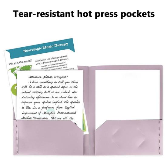 Slot Folders Macaron Color Plastic Double Pocket Heavy-Duty Business Card Slot Organizer Lightweight Sturdy File Folders