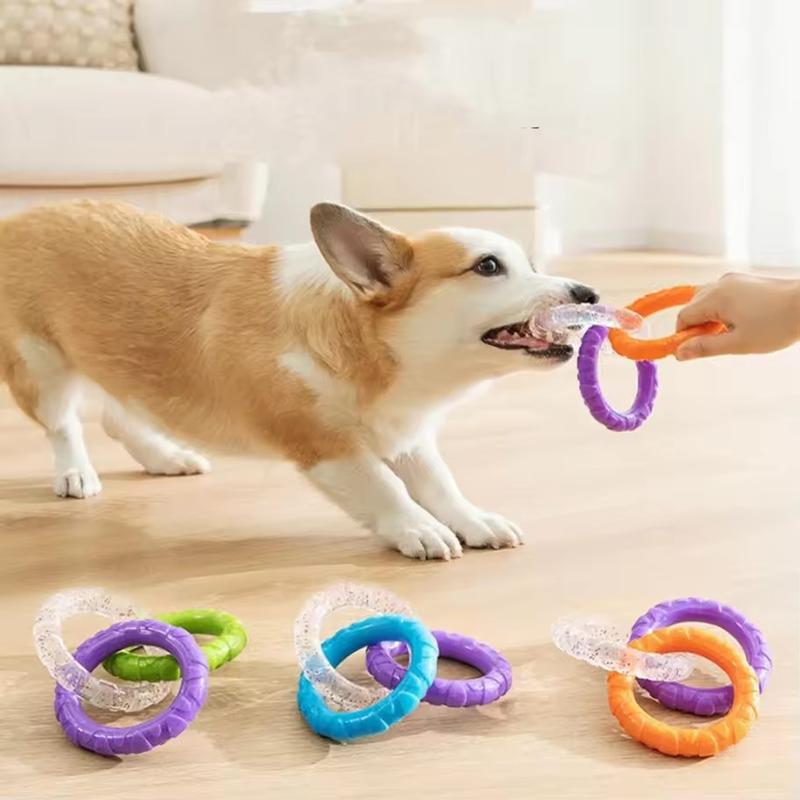 TPR Pull Ring Dog Chew Toy Durable Teeth Cleaning Molar For Aggressive Chewers Interactive Tug Of War Easy Clean Boredom Relief