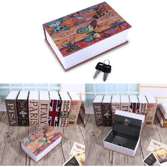 Book Safe Box with Key Lock - Durably Dictionary-Style Security Storage for Valuables - Discreet Cash, Jewelry, and Document Safe for Home, Office,