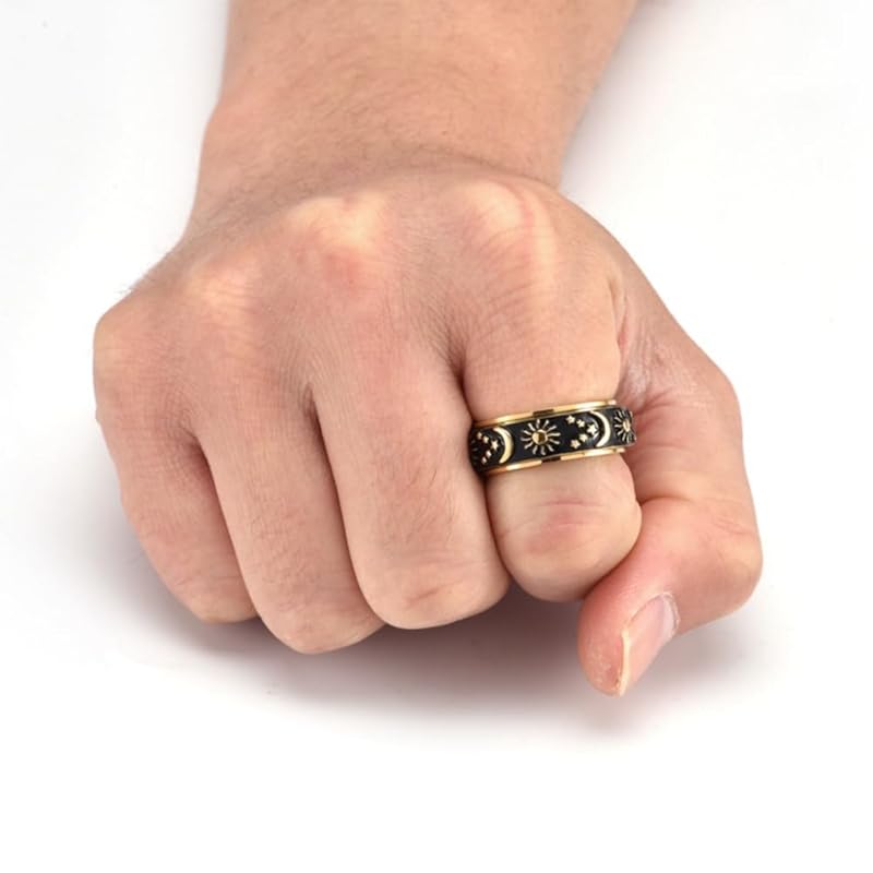 [ZAKAKA] ring men's stainless ring fashion accessories present (17, golden)