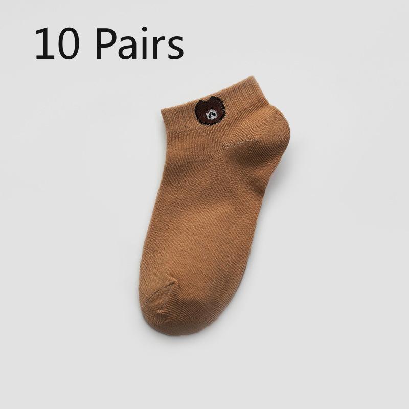 10 Pairs of Women's Four Seasons Disposable Cartoon Bear Socks