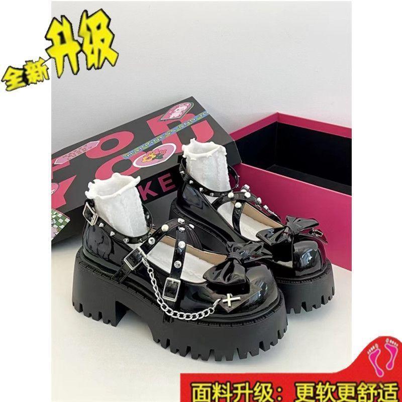 Милые и крутые малышки лолита туфли-одинарки женские весенние новые панк темный стиль субкультура японская платформа маленькие кожаные туфли
