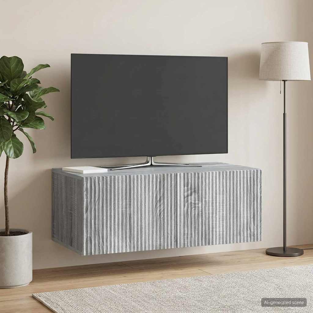 Wall Mounted TV Cabinet Grey Sonoma 78.5 x 41 x 30 cm