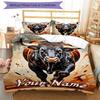 3PC Custom Name Bull Power Artwork Bedding Set Duvet Cover Closure Includes 1 Duvet Cover & 2 Pillowcases for Bedroom