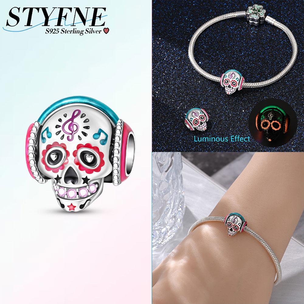 Music Sugar Skull Trendy Unique Style Charm Original Beads Fit 925 Sterling Silver Charms Bracelet Beads Jewelry Gifts for Women