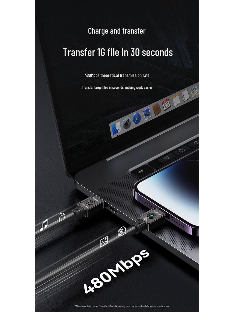 Кабель USAMS с двумя разъемами Type-C для быстрой зарядки Apple 15, совместимость с PD30W