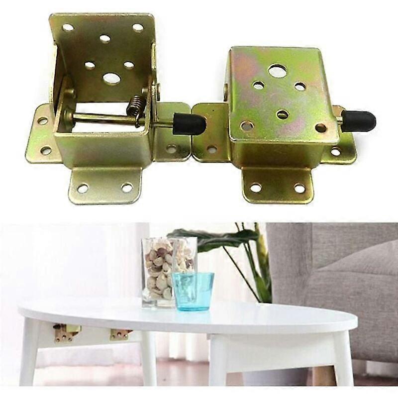 (1 Pair) 90 Degree Self Locking Folding Table Leg Extensions, Foldable, Telescopic, Hidden Shelf Brackets for Desk, Bed, Hinged