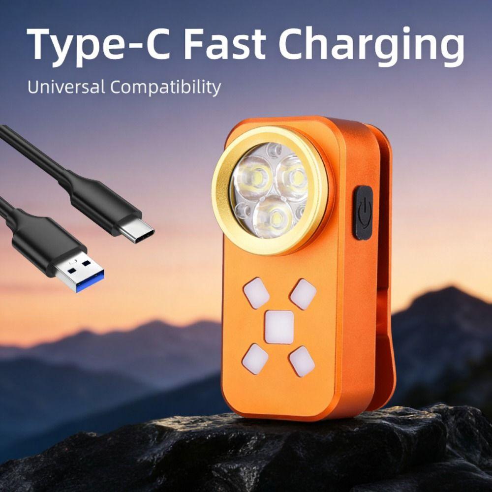 Waterproof LED Clip Flashlight Dual-Light Source Aluminum Alloy Magnetic Clip Light USB Rechargeable Magnetic Clip Warning Lamp