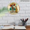 2D Flat, 1pc Round "Tequila Servie Ici" Aluminum Hanging Sign, Vintage Mexican Skeleton Sombrero Tequila Design, Retro Metal Wall Decor, Perfect for