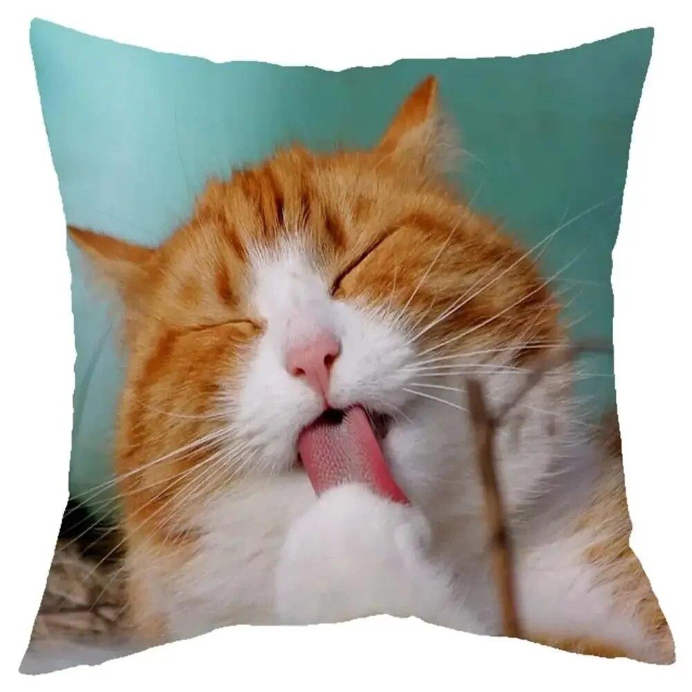 Милый маленький ленивый кот для гостиной, дивана, декоративная наволочка, квадратная наволочка, элегантный и модный домашний дизайн 45x45 см