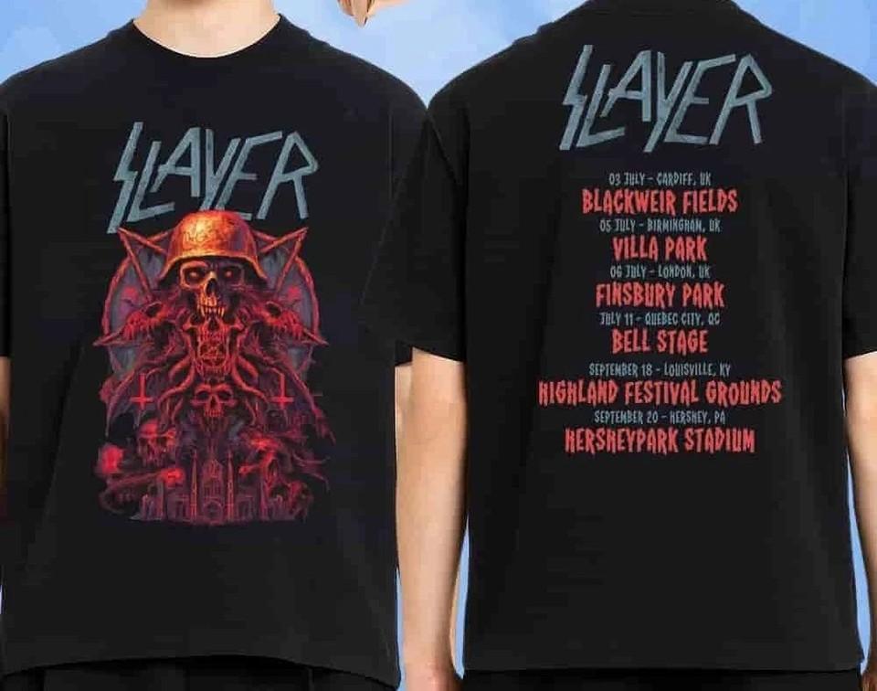 SALE Slayer UK And North America Satanic Skull Warrior Merch Tour 2025 TShirt Unisex T-Shirt