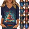 Women's Casual Fashionable Sexy Comfortable V-Neck Christmas Three-Quarter Sleeve Top