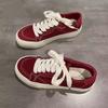 Big Red Canvas Shoes Women's 2025 Autumn New Versatile Student Shoes Women's Thick-soled Breathable Thin Niche Board Shoes