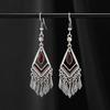 Niche Retro Temperament Rhombus Fringed Earrings Long Ethnic Style Simple High-end Earrings Women's Ear Jewelry