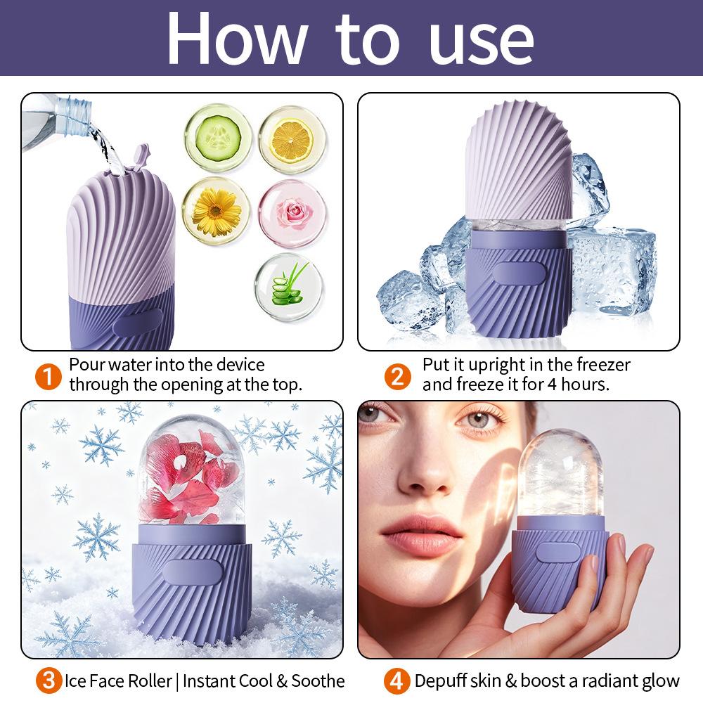Silicone Face Ice Grid, Ice Ice Cube Mold Ice Roller Facial Massage Silicone Ice Grid Wet Compress Cooling