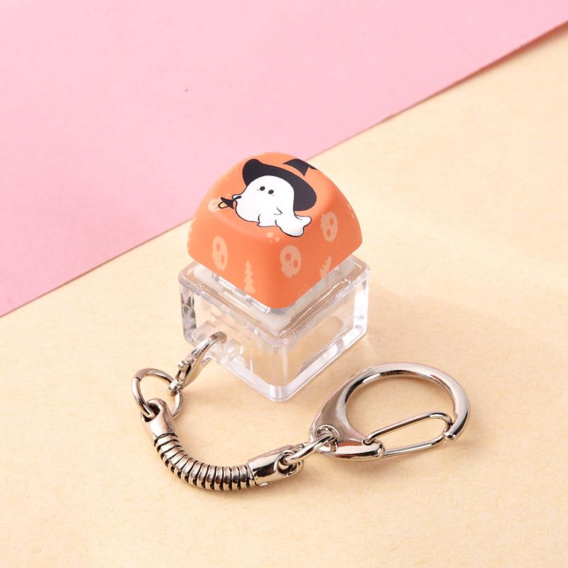 Halloween Mechanical Keycap Keychain, Portable Fidget Finger Toy Pressable Button for Office Travel Anxiety Relief Party Favor