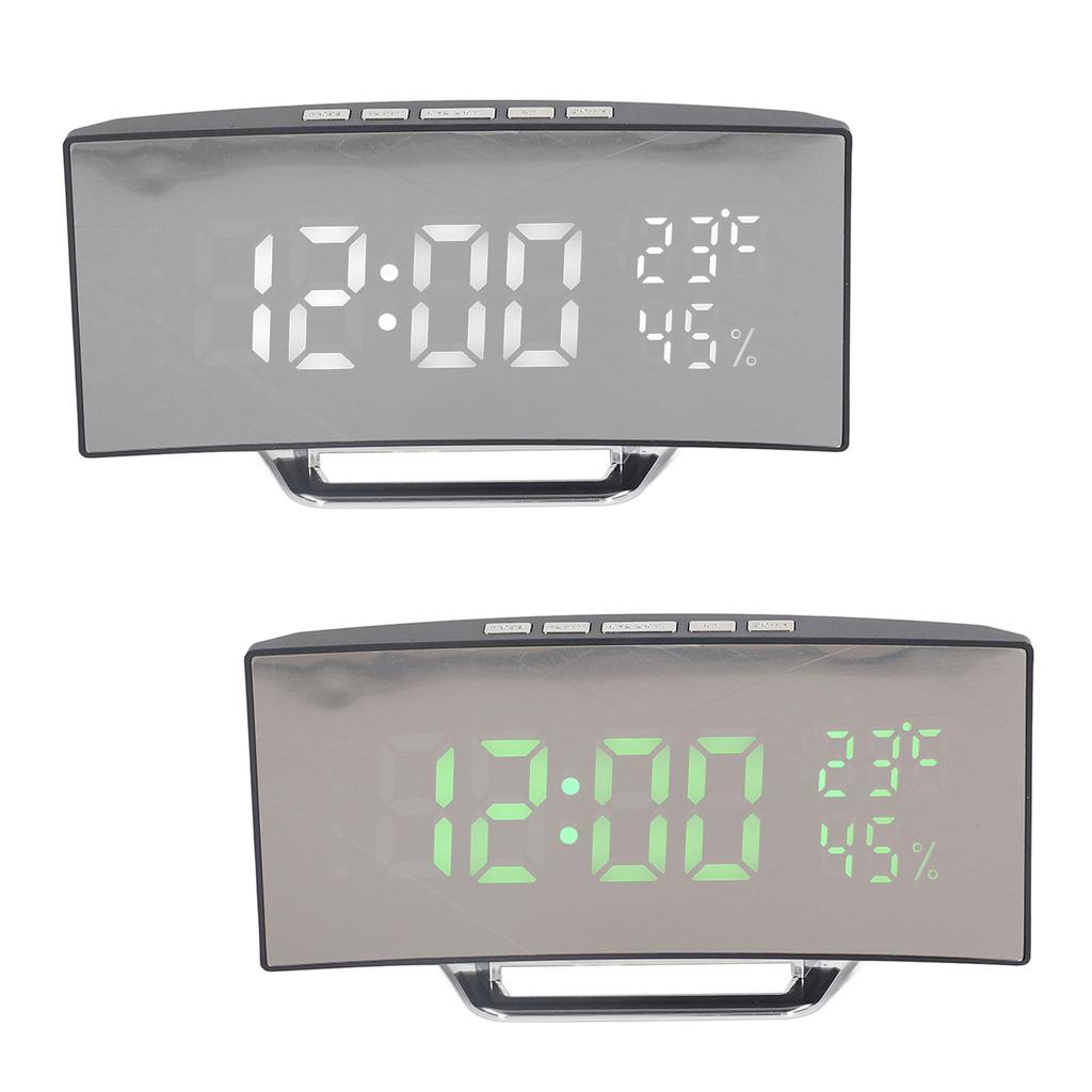 LED Digital Clock 3 Level Brightness Snooze USB Battery Powered Electronic Mirror Alarm Clock with T