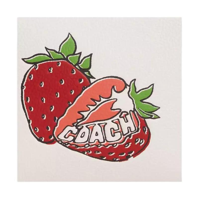 Coach Джейми 22 Дизайн с клубничным узором Кожаная сумка через плечо Маленькая женская Белая