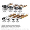 8 pieces Measuring Cups Set and Measuring Spoons Set with Scale Wooden Handle Stainless Steel for Cooking Baking