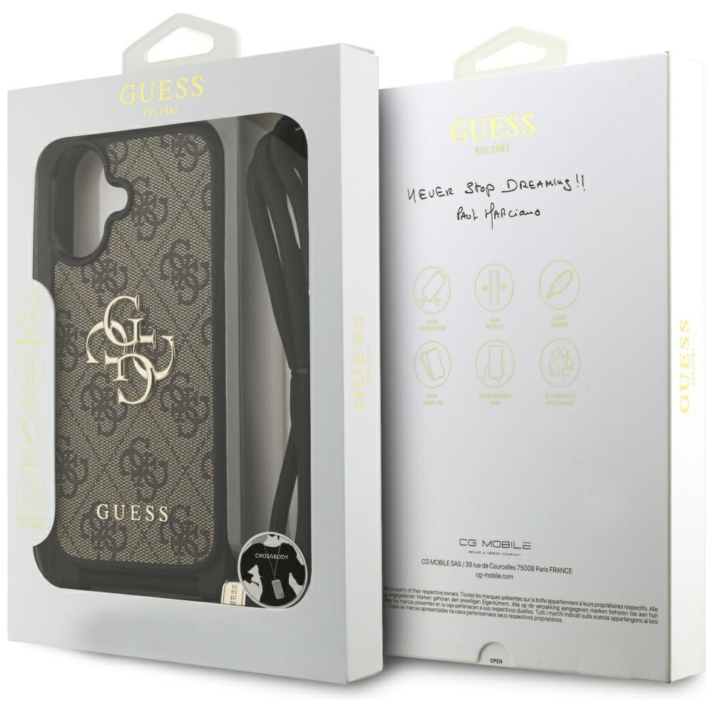 Guess 4G Big Logo Cord Stap Crossbody Case for iPhone 17 Brown