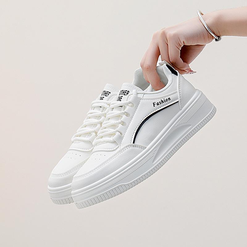 Women's Chunky Platform Sneakers Slip-On Walking Shoes Lightweight Breathable PU Leather Lace-Up Running Sneakers for Women Comfortable Tennis Shoes