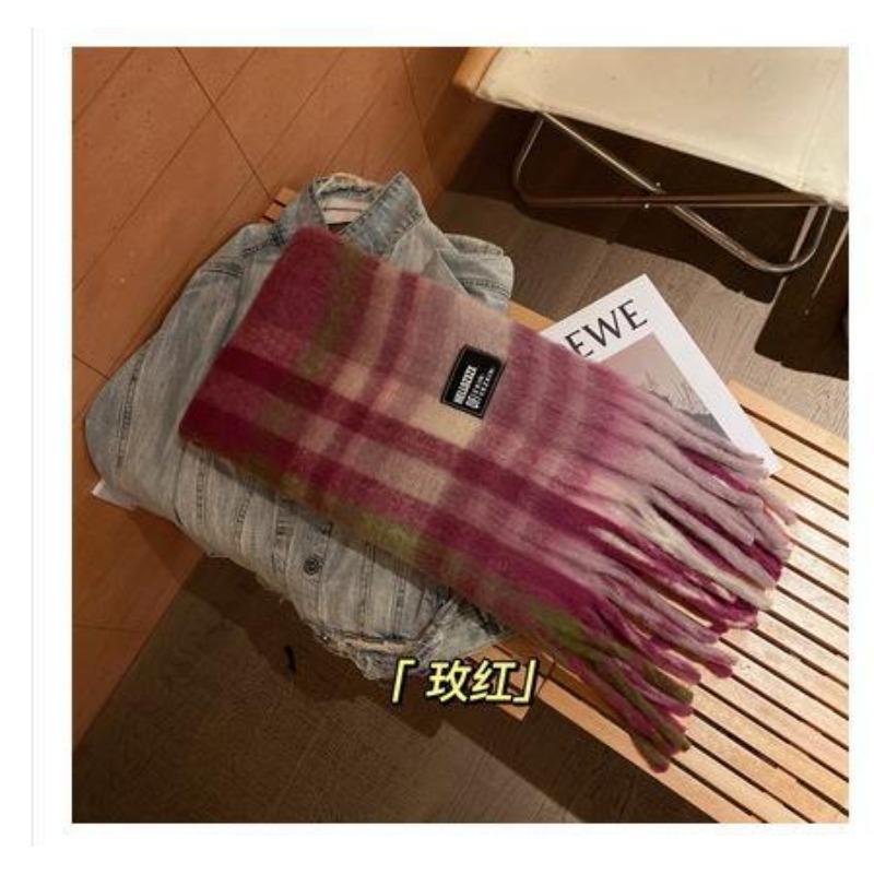 Imitation Mohair Scarf Female Winter Student Warm Versatile Fashion Patch Scarf Shawl Male