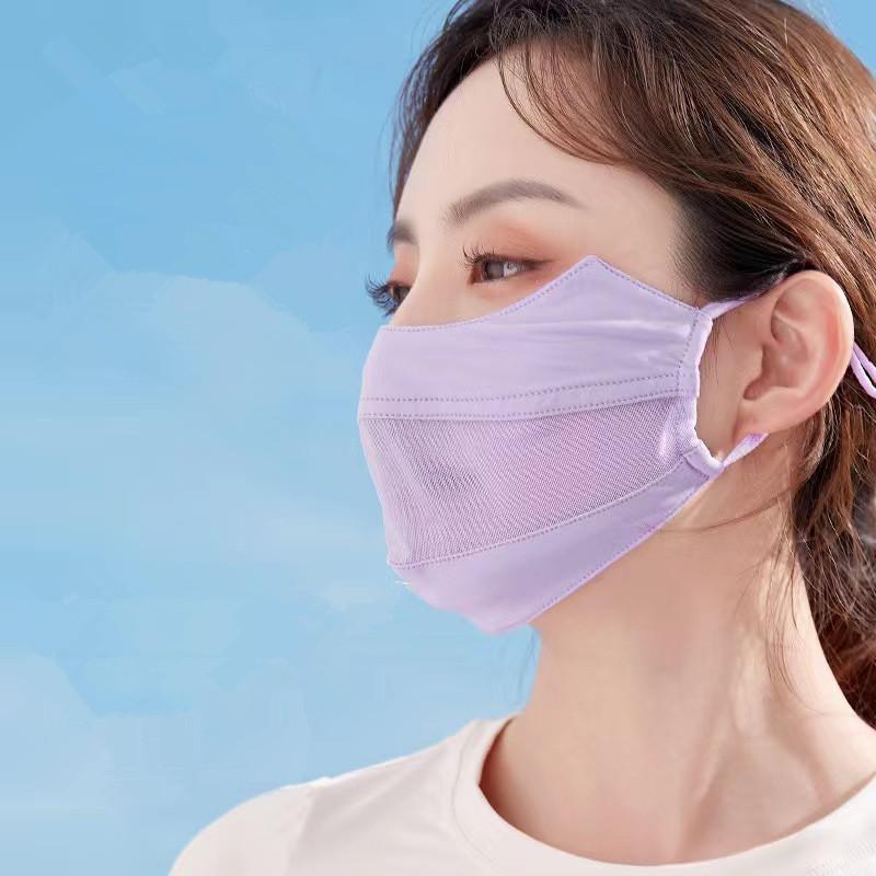 Маска из ледяного шелка для женщин, тонкая сетчатая дышащая маска, летний солнцезащитный шарф для лица, уличная накидка, маска для пеших прогулок, езды, бега, спорта