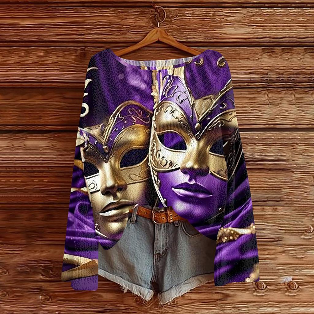 Женский модный пуловер с круглым вырезом, длинным рукавом и принтом, повседневный