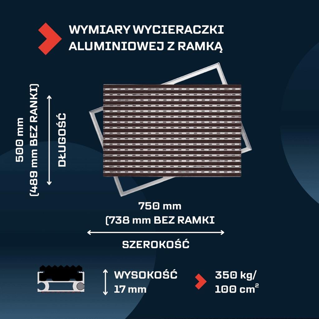 Polentex Aluminum Rubber Doormat: 75X50, 17mm With Frame