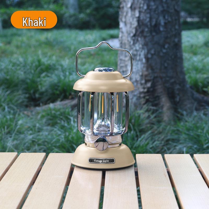 Retro Rechargeable LED Camping Lantern - Portable Cross-Border Outdoor Tent Light