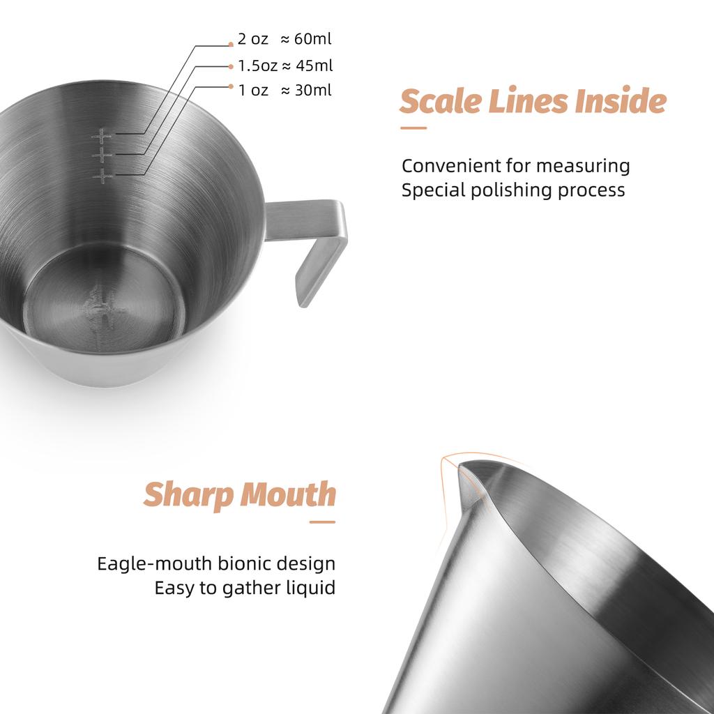 MHW-3BOMBER Нержавеющая сталь Эспрессо Мерная чашка с ручкой 2/3 Упаковка SEspresso Чашки 100 мл Домашние аксессуары для бариста Кофе