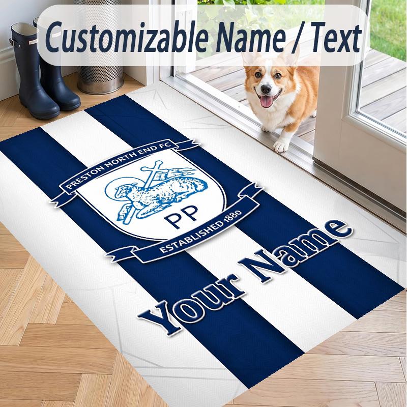 Custom Text Printed Rug Preston North End Non Slip Floor Carpet For Home Room Decor