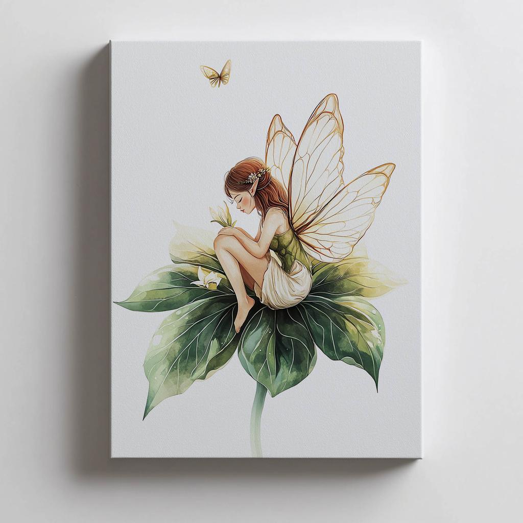 Poster Magic Fairy On Green Leaf Poster Magic Fairy On Green Leaf, 70X100 Cm, Frameless, Matte Paper 230 Gsm