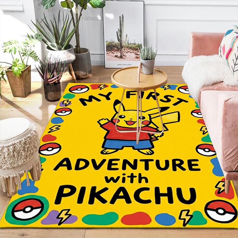 Pokémon Soft Area Rug with Cartoon Anime Print Non slip Washable Design, Perfect for Kitchen Bedroom Living Room Use THW
