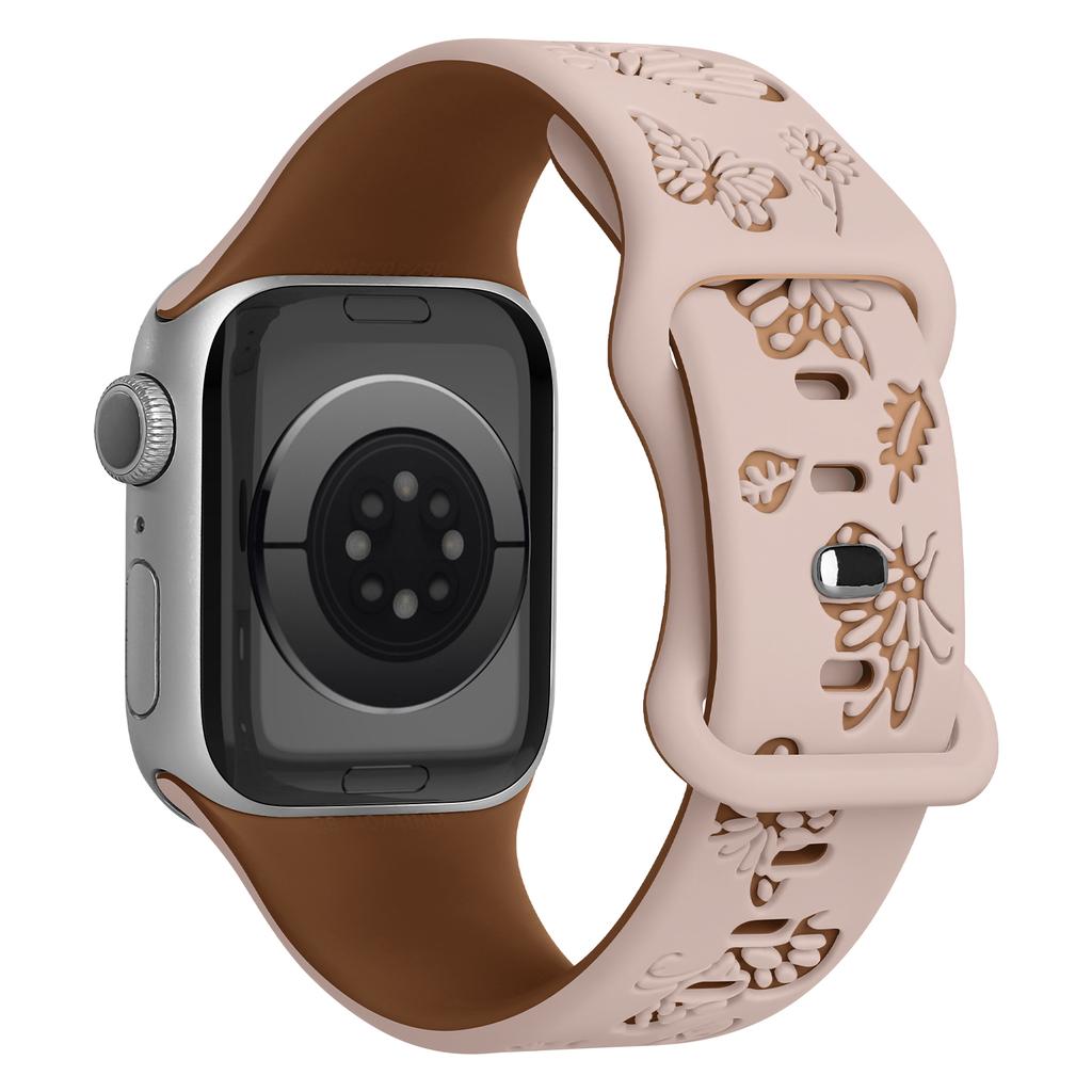 Гравированный ремешок для Apple Watch Band 45мм 44мм 42мм 41мм 40мм 49мм 46мм Силиконовый Correa Браслет Серия 10 8 9 7 SE 6 5 4 Ultra 2