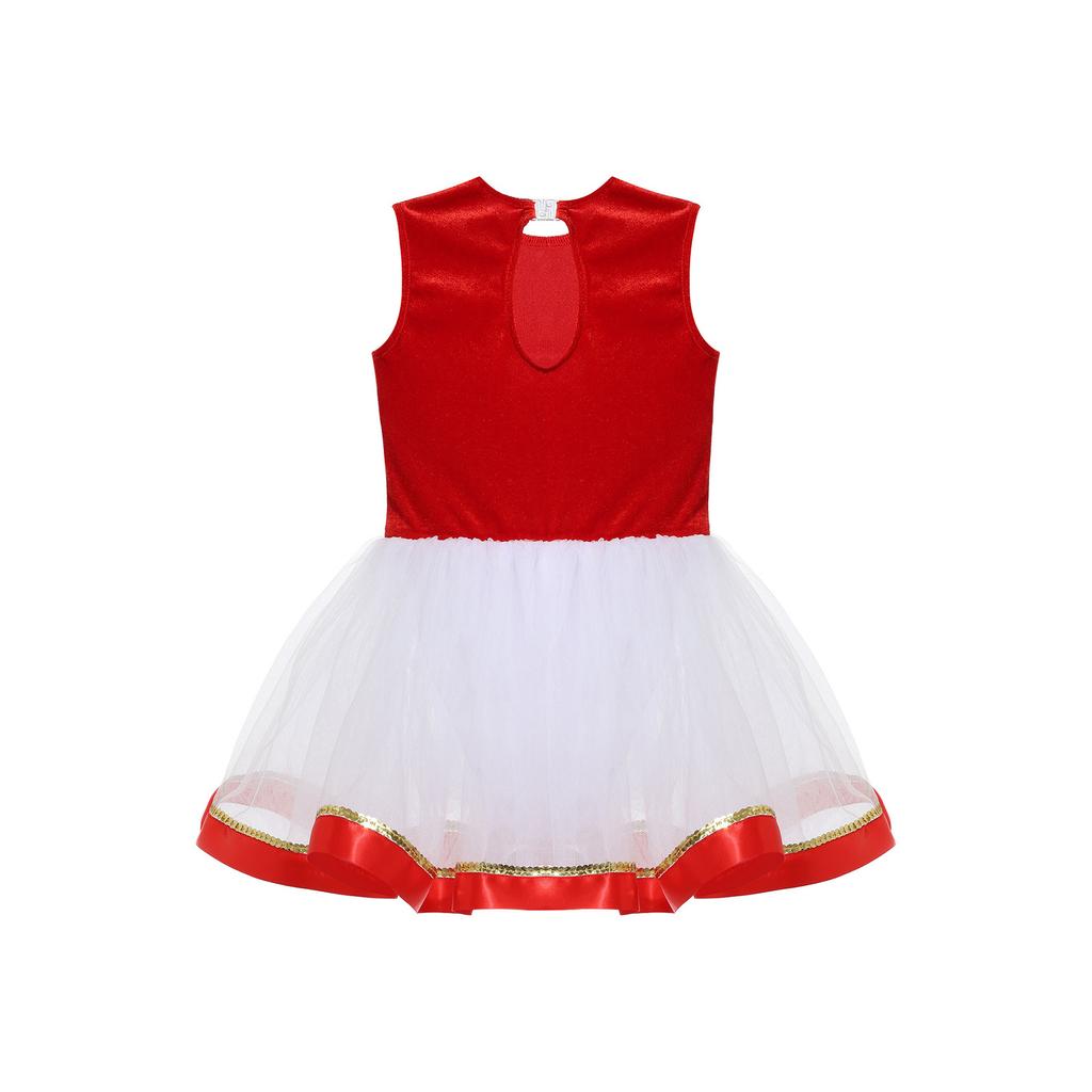 Детский рождественский костюм Санта-Клауса для девочек, блестящее полосатое балетное платье-пачка принцессы без рукавов, наряды для рождественской вечеринки