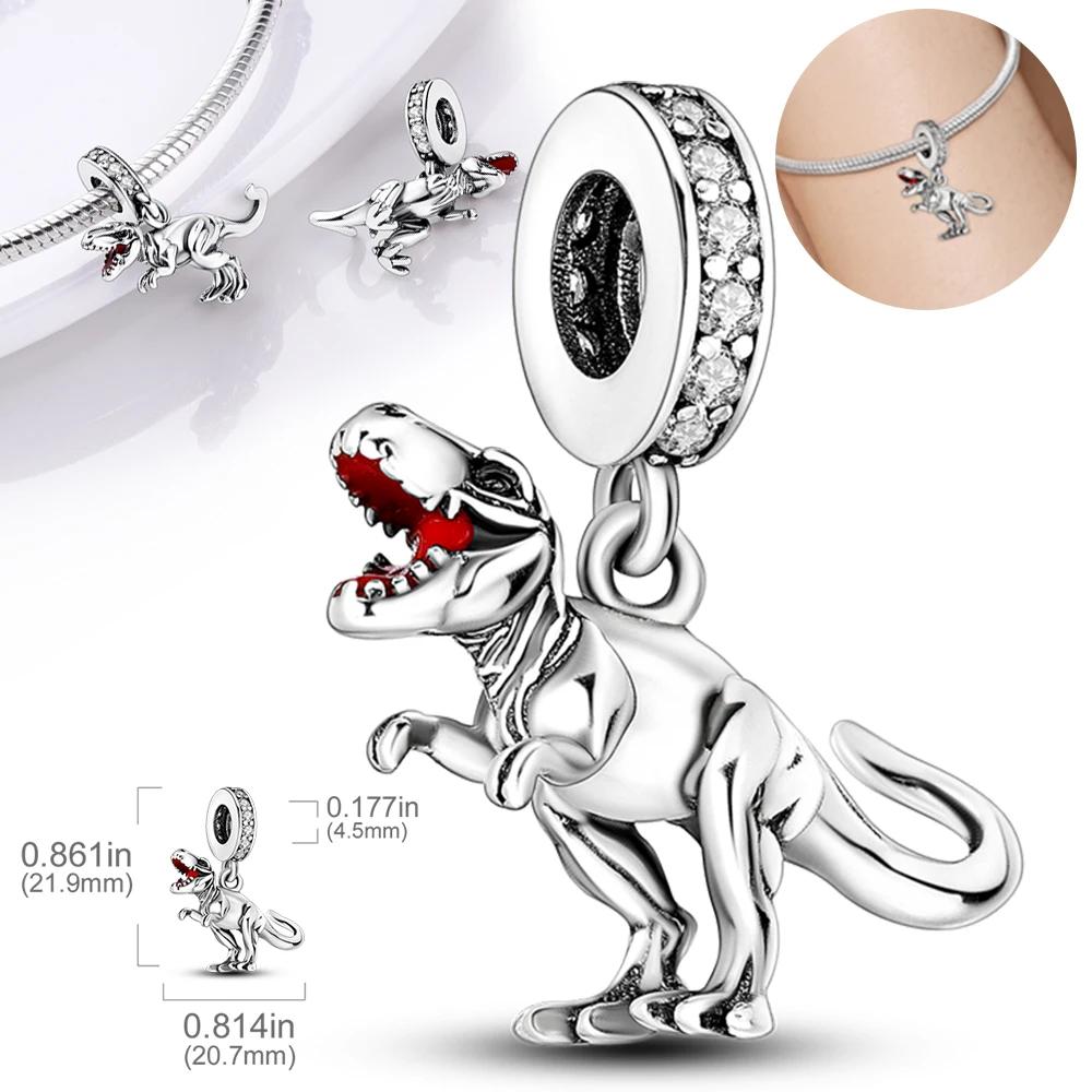 Медь Юрский Ти-Рекс Летающий Дракон Шарм Подвеска Бусины Подходят для Оригинального Браслета Для Женщин Изготовление Ювелирных Изделий