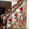 Christmas wreath, red bow, white pine cones, Christmas stair decoration, wreath30CM Lighted pendant