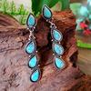 Длинные серьги в форме капли в стиле ретро, ​​модные женские креативные бирюзовые серьги в форме листьев дерева