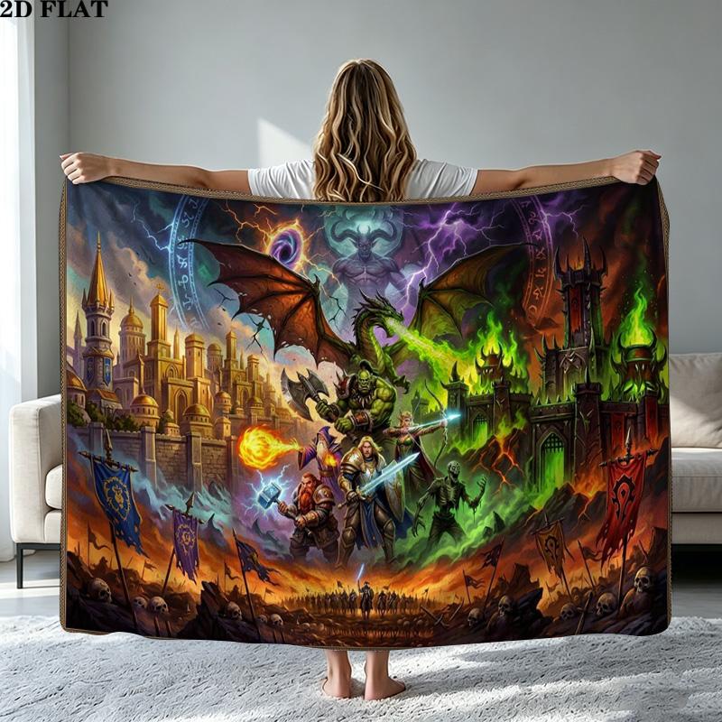 World of Warcraft Print Flannel Blanket High Quality Warm Comfortable Cover for All Seasons Perfect for Gifts Home Decor