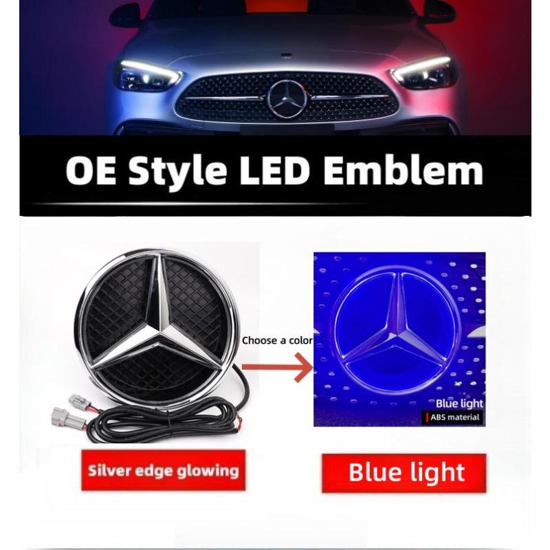 Значок решетки автомобиля, 3D Передняя эмблема Светодиодные фонари Для Mercedes Benz W205 W212 W213 W204 ML W166 CLA C117 W176 W177 E GLA GLC GLE