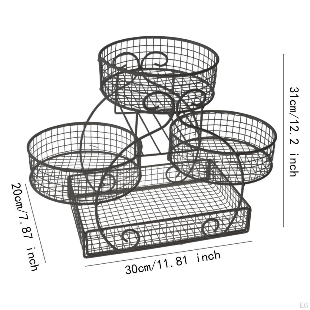 Fruit Basket Bowl Holder Produce Organizer Kitchen Countertop Rack for Veggie