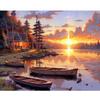 Frame Painting By Numbers Sunset Lake Boat Diy Paint By Numbers On Canvas Digital Painting Home Decors 40x50cm