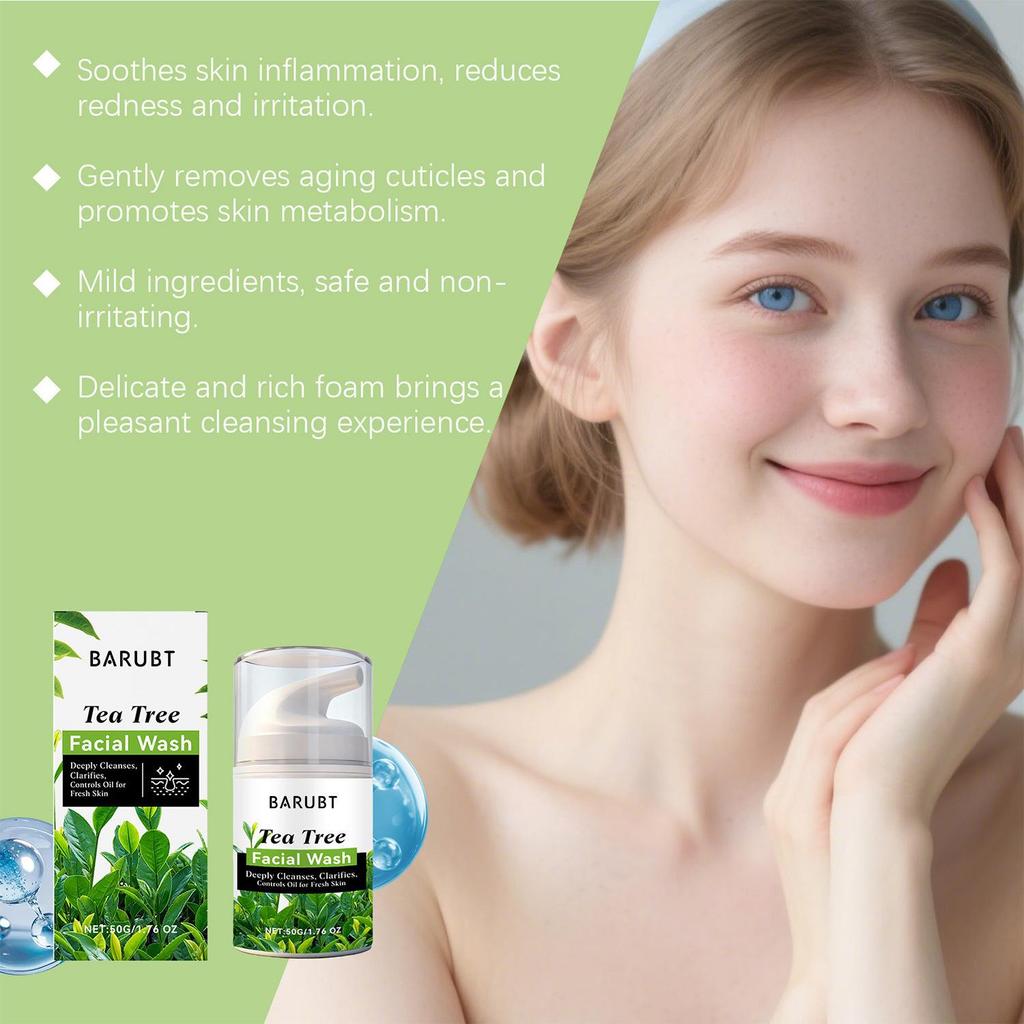TK Cross-border Tea Tree Facial Cleanser gently cleanses facial skin pores, refreshing and not tight facial Cleanser three packs