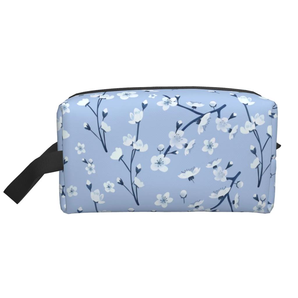 Japanese Sakura Cherry Blossoms Print Cosmetic Bags for Women Zipper Travel Toiletry Pouch Large Water Resistant Makeup Bag Gift